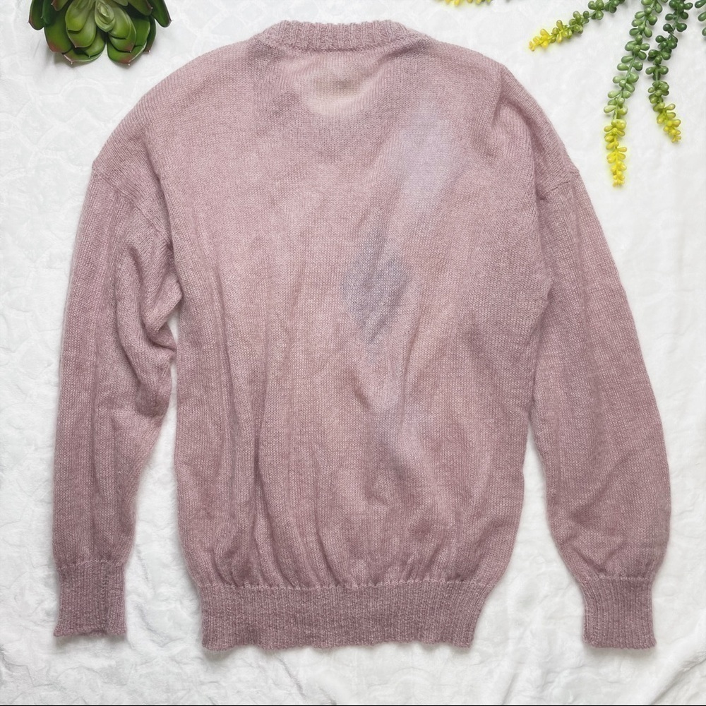 Vintage 80s Aspiring New Zealand Mohair Pullover Argyle Sweater Rapaki Mahana L - Picture 2 of 14